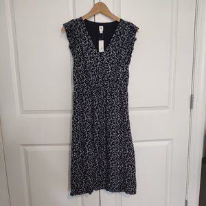 Gap navy/white floral v-neck midi dress